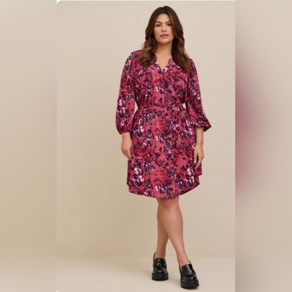 Torrid size 00 - nwt Mini Studio Crepe de Chine Shirt Dress